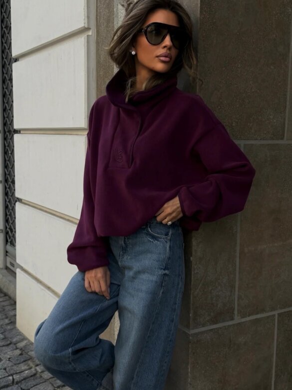 Bluza Elodia bawełniana śliwkowa