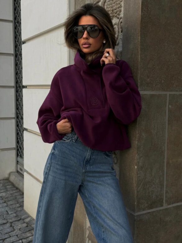 Bluza Elodia bawełniana śliwkowa