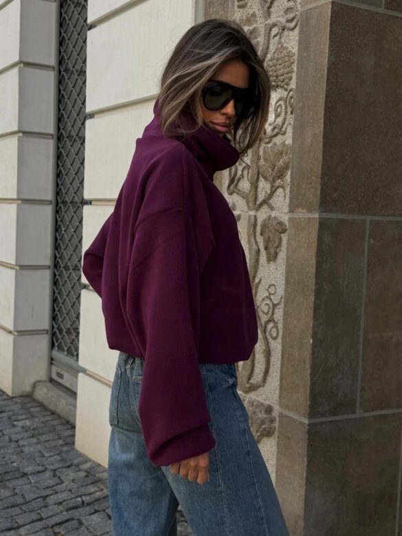 Bluza Elodia bawełniana śliwkowa