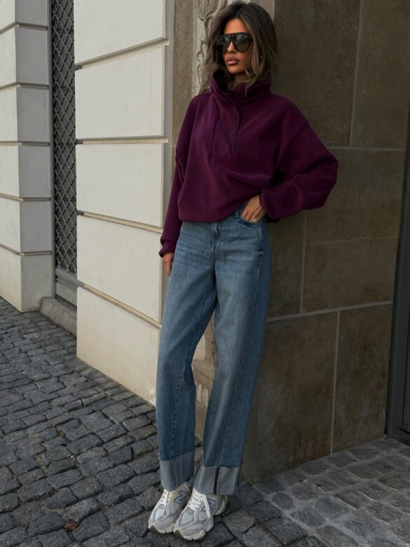 Bluza Elodia bawełniana śliwkowa