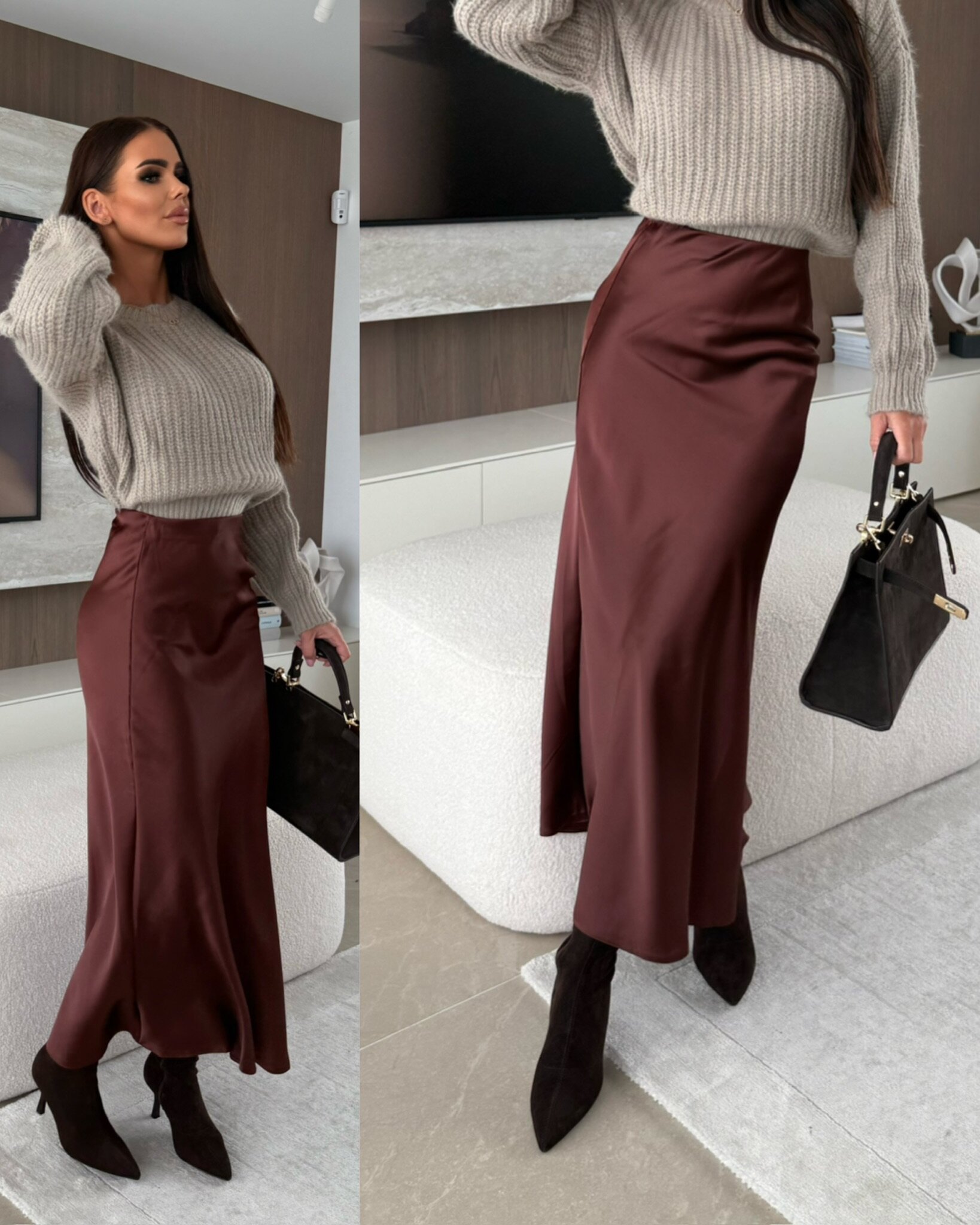 Spódnica Scarlet midi brązowa 