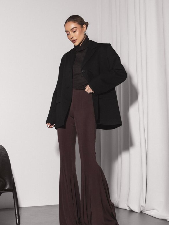 Spodnie Lucenzo dzwony czekoladowe 