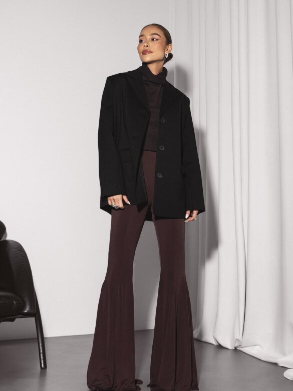 Spodnie Lucenzo dzwony czekoladowe 