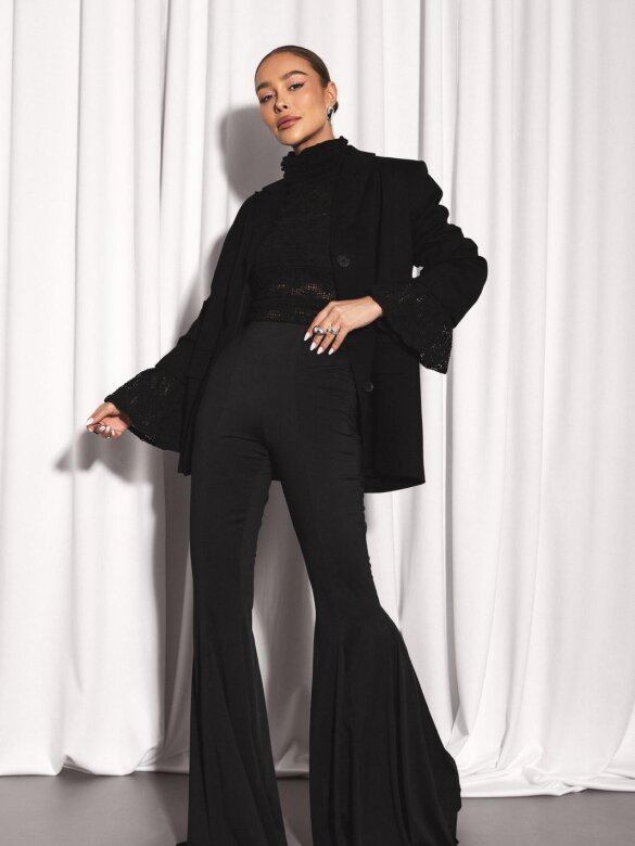 Spodnie Lucenzo dzwony czarne 