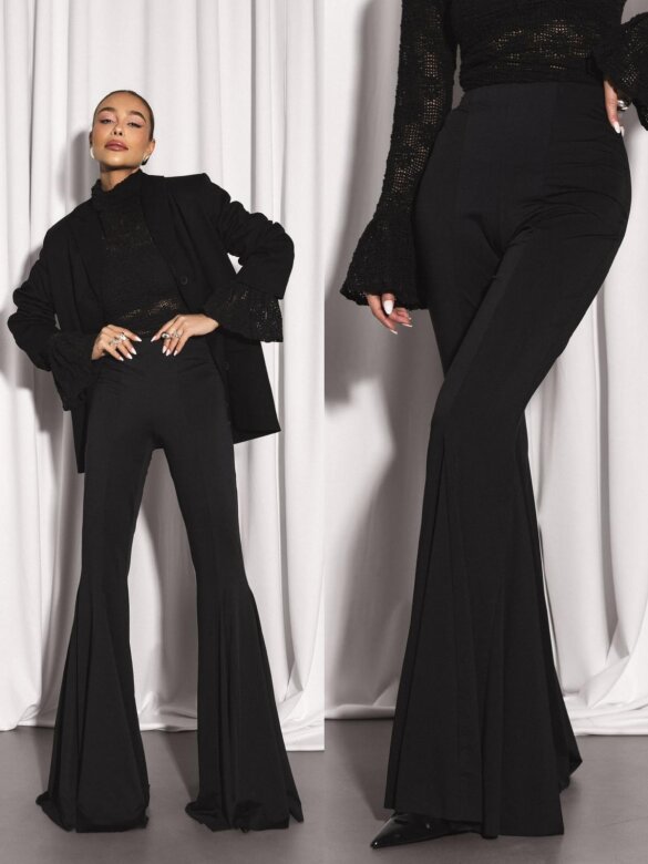 Spodnie Lucenzo dzwony czarne 