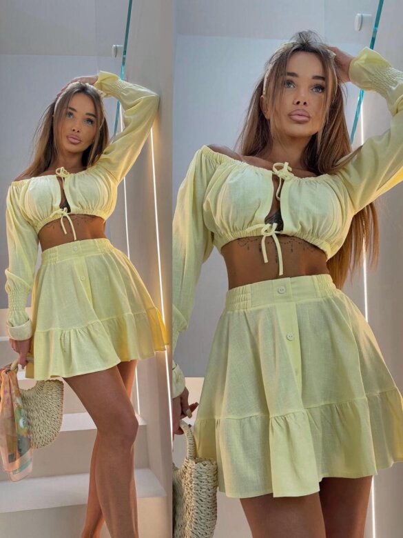 Set 2in1 Blurry linen yellow