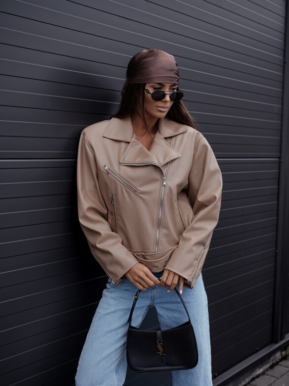 Ramoneska Elly eko skóra beżowa 