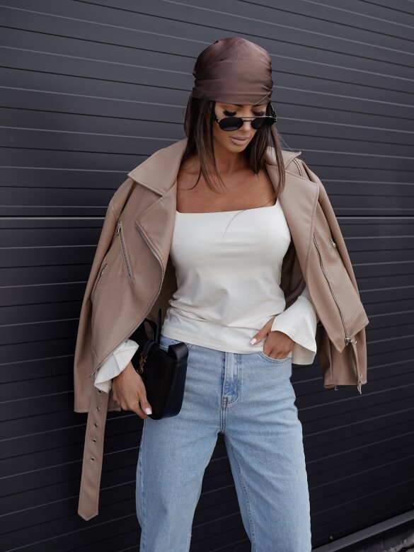 Ramoneska Elly eko skóra beżowa 