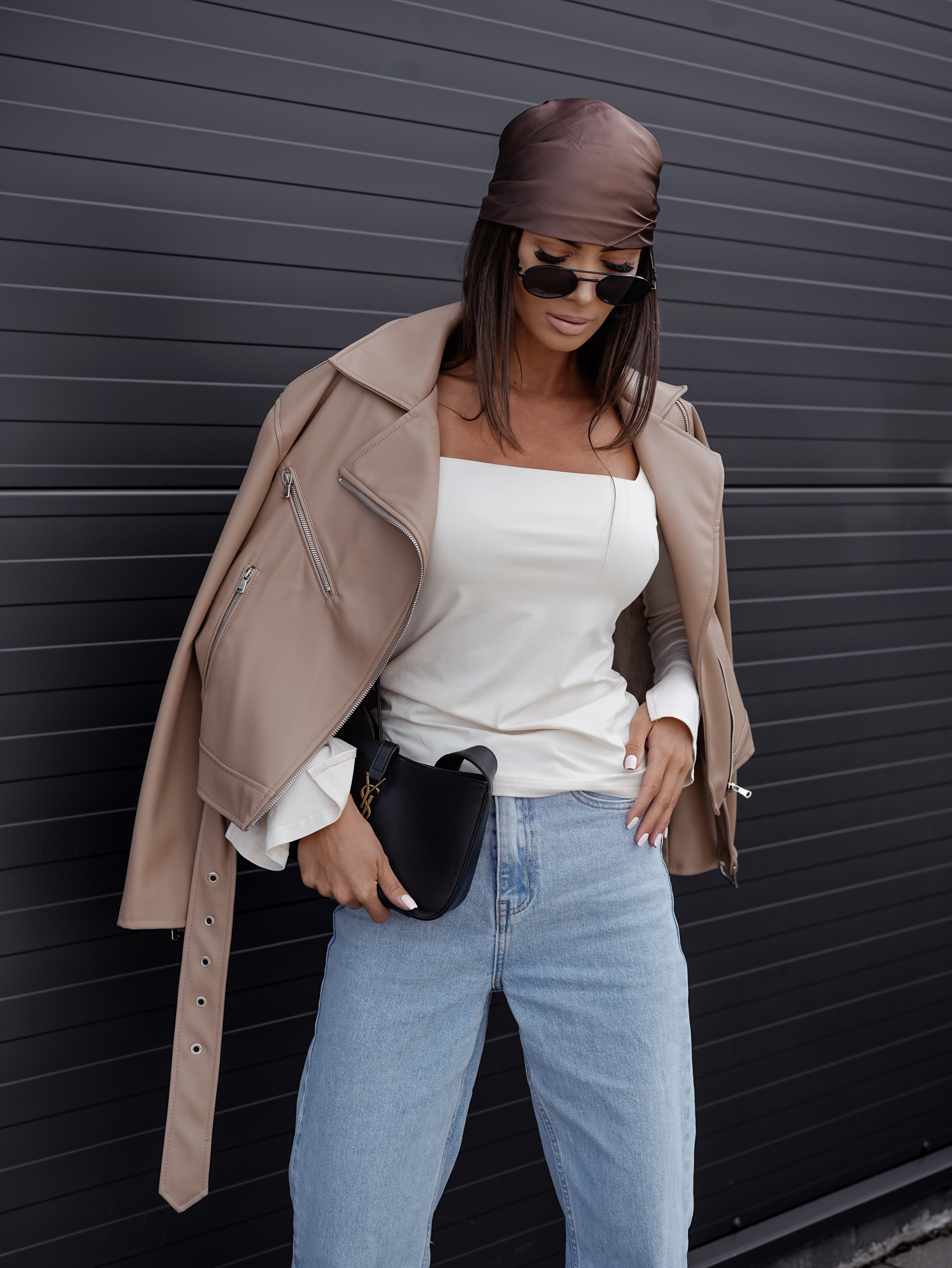 Ramoneska Elly eko skóra beżowa 