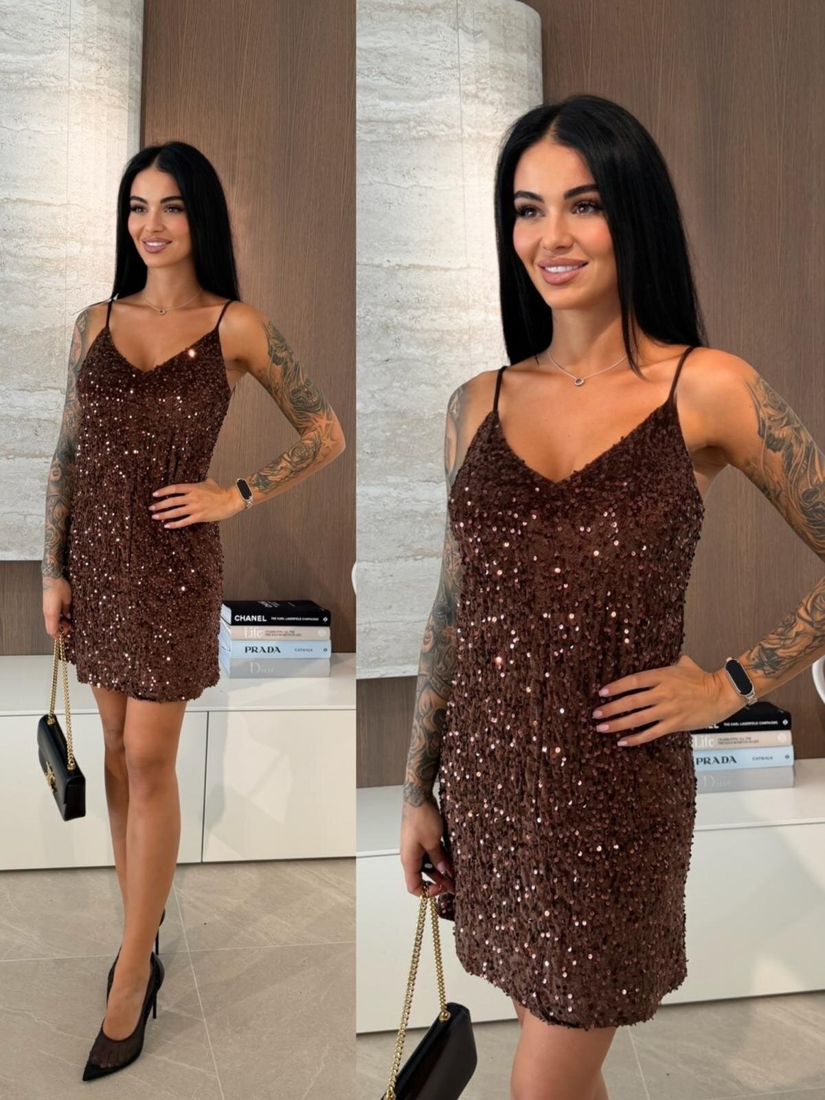 Sukienka Succession mini czekoladowa