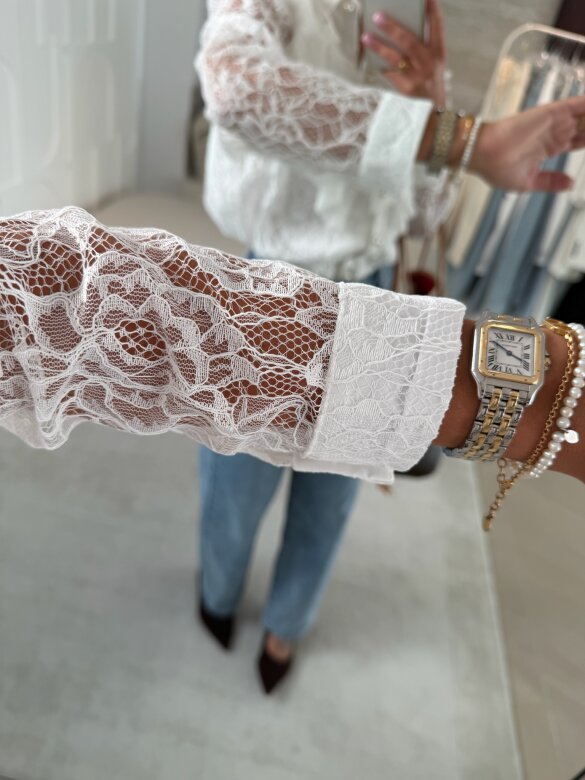 Koszula Mitte z perłami biała