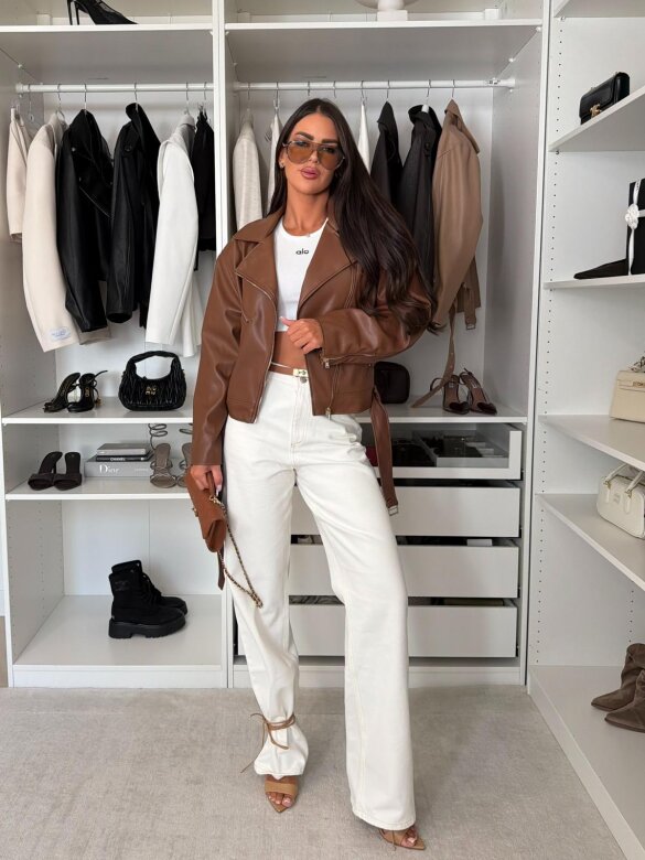 Biker Jacket Elly eco leather caramel