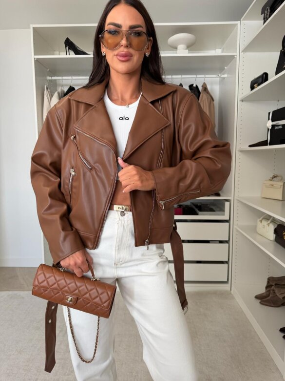 Biker Jacket Elly eco leather caramel