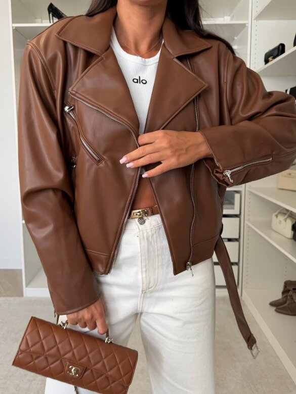Biker Jacket Elly eco leather caramel