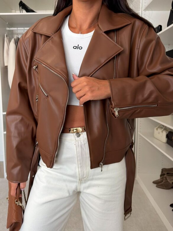 Biker Jacket Elly eco leather caramel