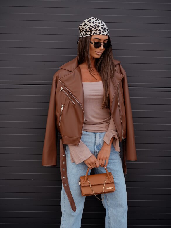 Ramoneska Elly eko skóra karmelowa 