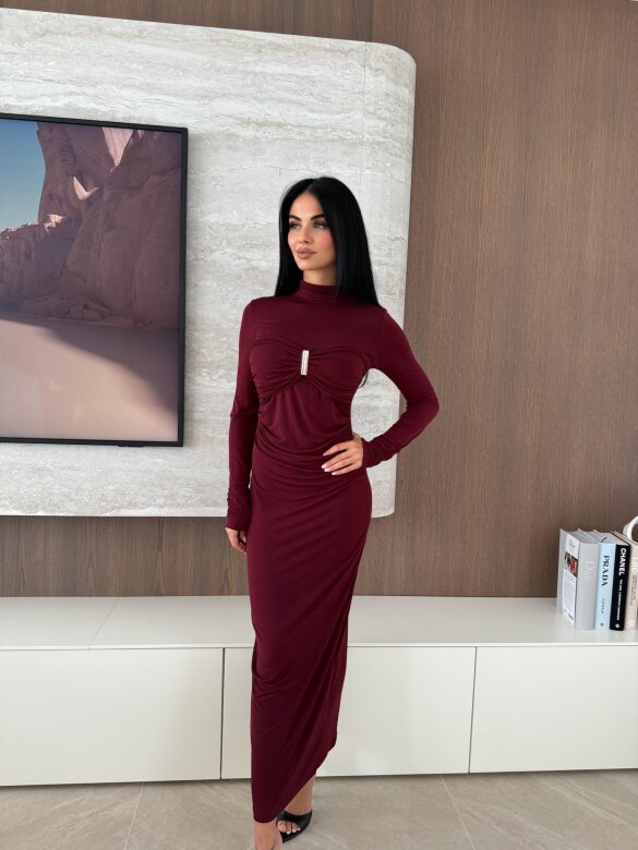 Sukienka Iverra maxi bordowa 