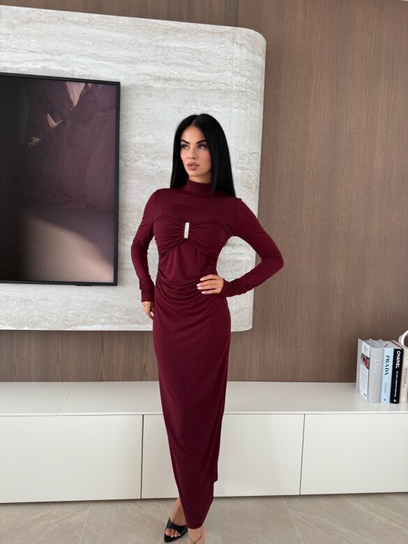 Sukienka Iverra maxi bordowa 