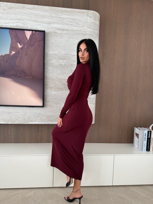 Sukienka Iverra maxi bordowa 