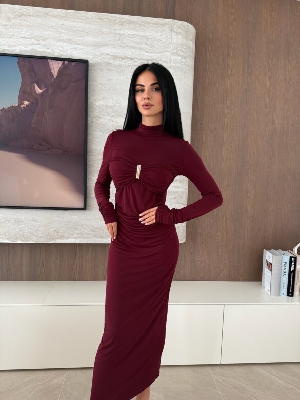 Sukienka Iverra maxi bordowa 