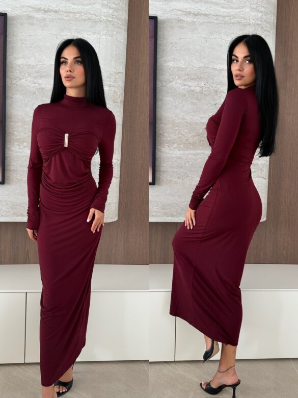 Sukienka Iverra maxi bordowa 