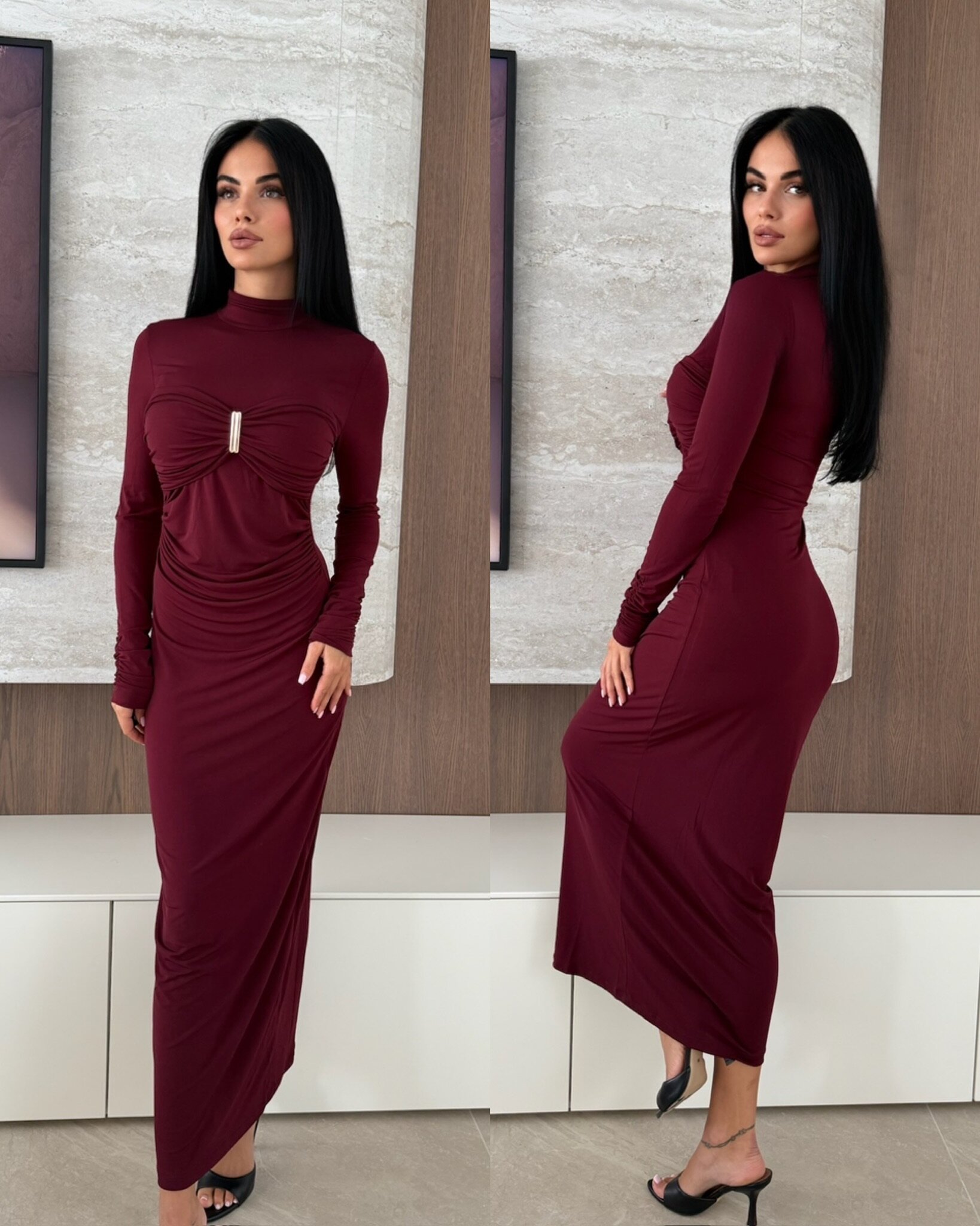 Sukienka Iverra maxi bordowa 