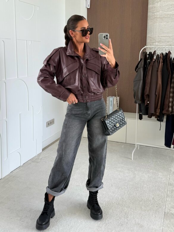 Bomberka Sandre eko skóra bordowa 