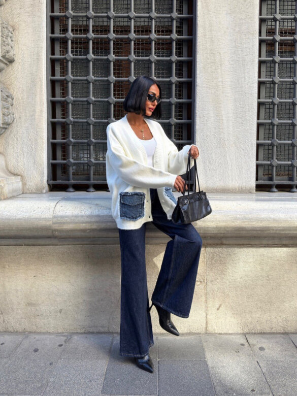 Sweter Zorelle jeans ecru