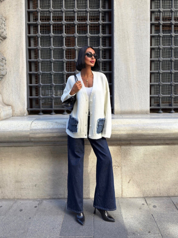 Sweter Zorelle jeans ecru