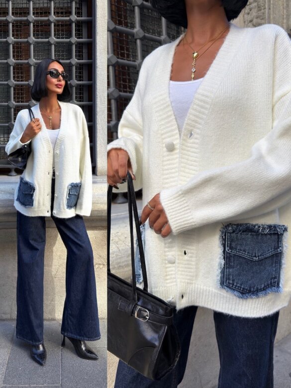 Sweter Zorelle jeans ecru