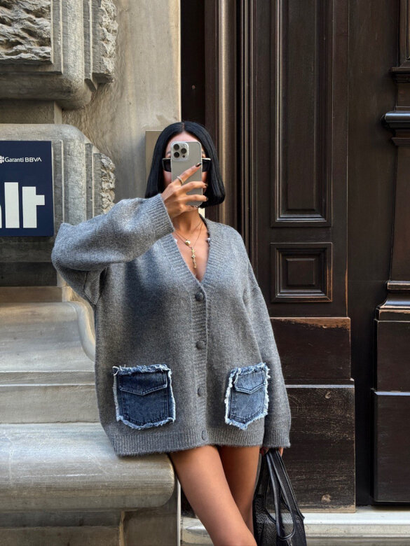 Sweter Zorelle jeans grafitowy 