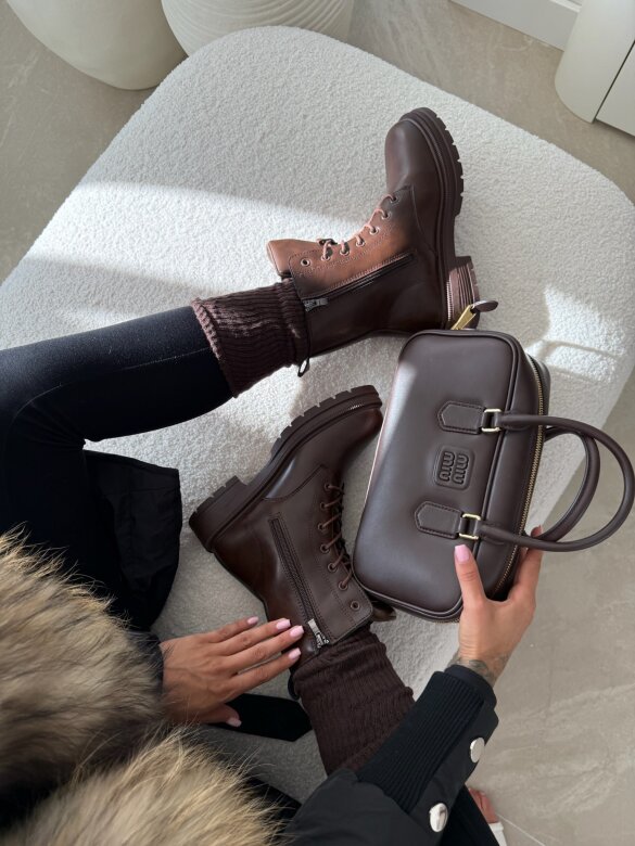 Botki Avery eko skóra brązowe