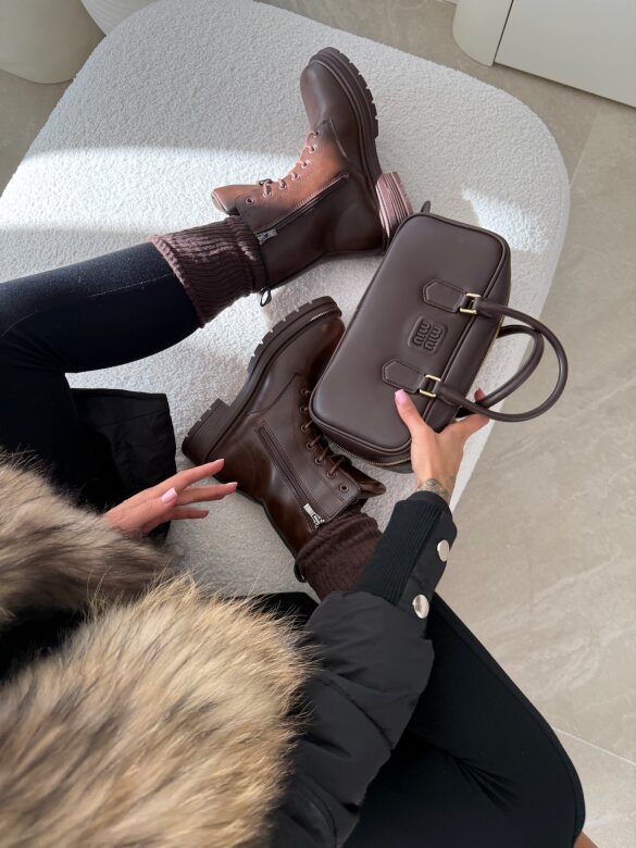 Botki Avery eko skóra brązowe