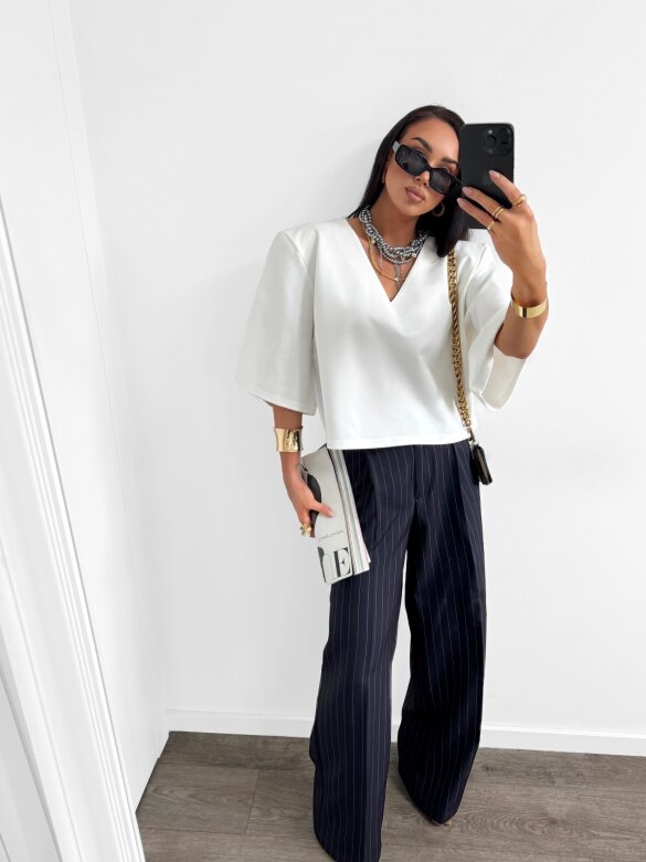 Spodnie Morgan w paski granatowo-różowe