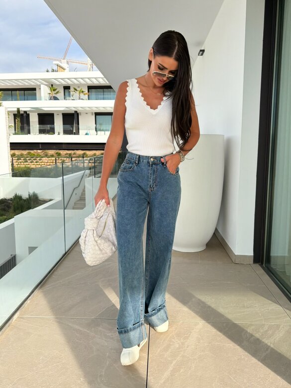 Top Lugano prążkowany biały