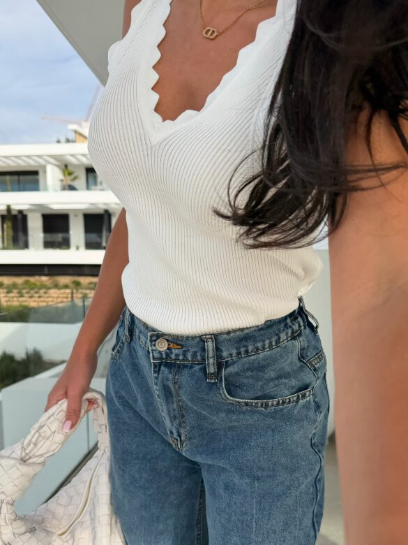 Top Lugano prążkowany biały