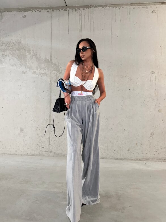 Spodnie Chicago elegant w paski szare