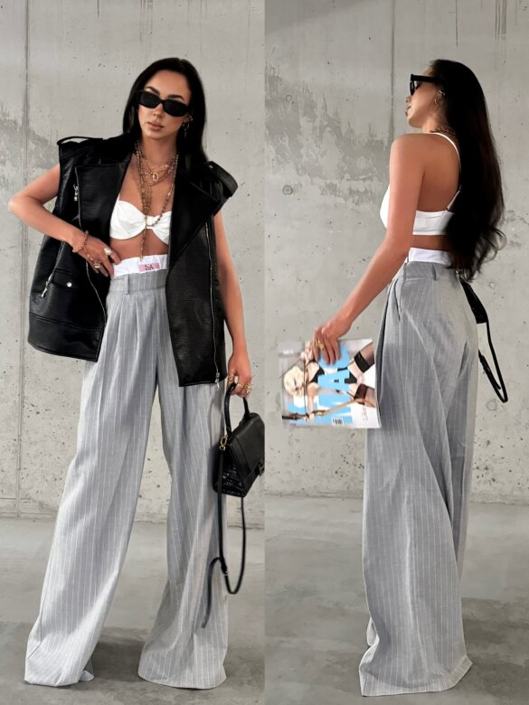 Spodnie Chicago elegant w paski szare