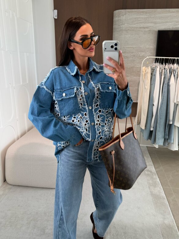 Koszula Iseo jeans niebieska