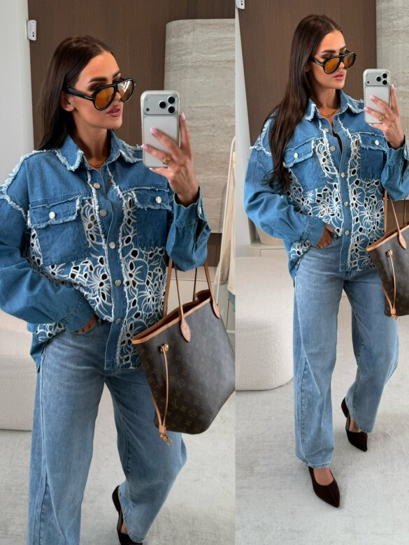 Koszula Iseo jeans niebieska