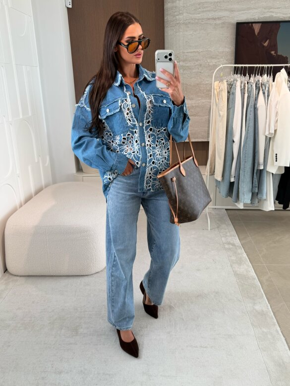 Koszula Iseo jeans niebieska