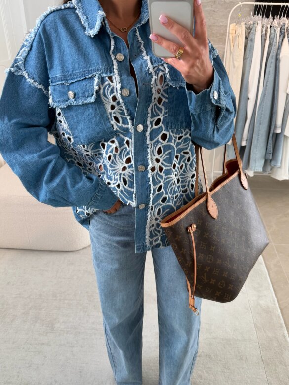 Koszula Iseo jeans niebieska