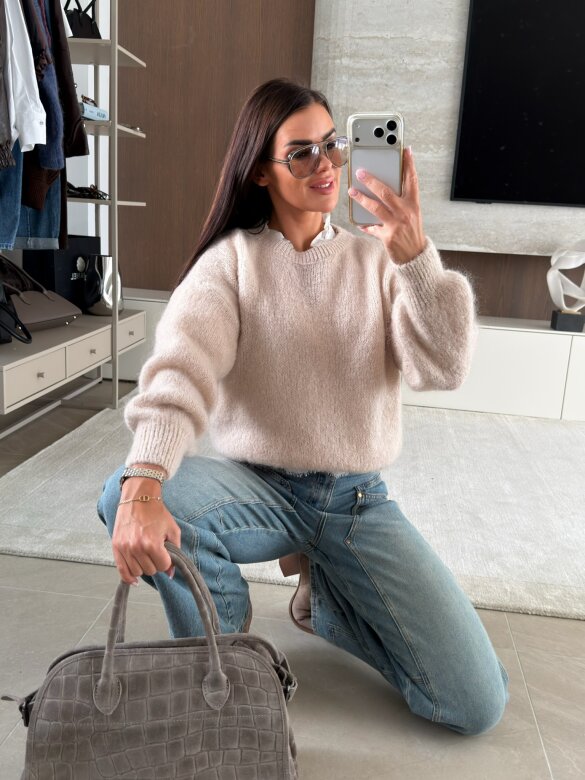 Sweater Dello moher and wool beige