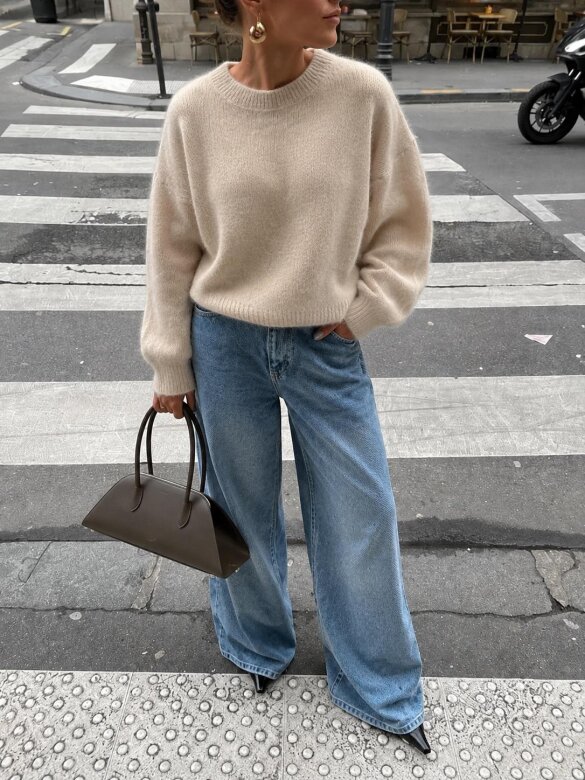 Sweater Dello moher and wool beige