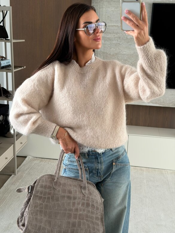 Sweater Dello moher and wool beige