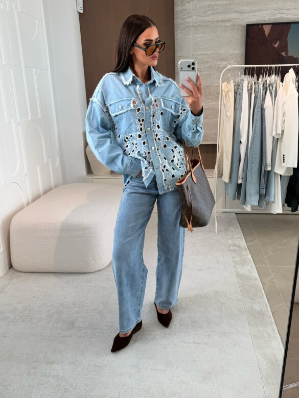 Koszula Iseo jeans jasnoniebieska