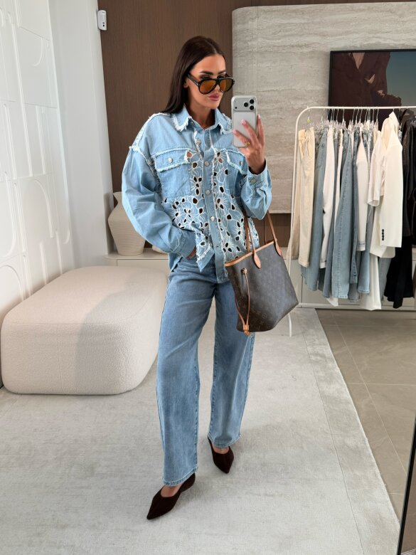 Koszula Iseo jeans jasnoniebieska