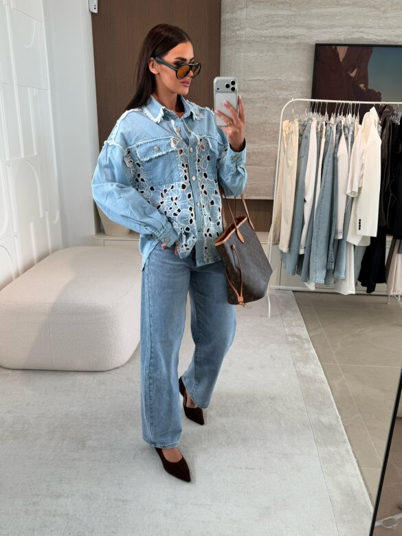 Koszula Iseo jeans jasnoniebieska