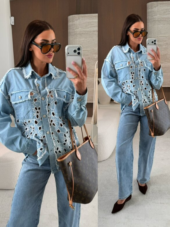 Koszula Iseo jeans jasnoniebieska