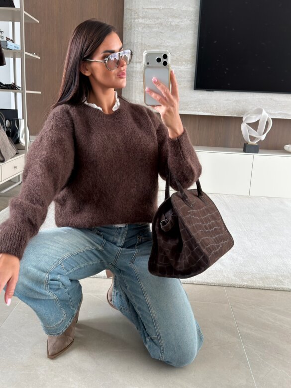 Sweater Dello moher and wool chocolate